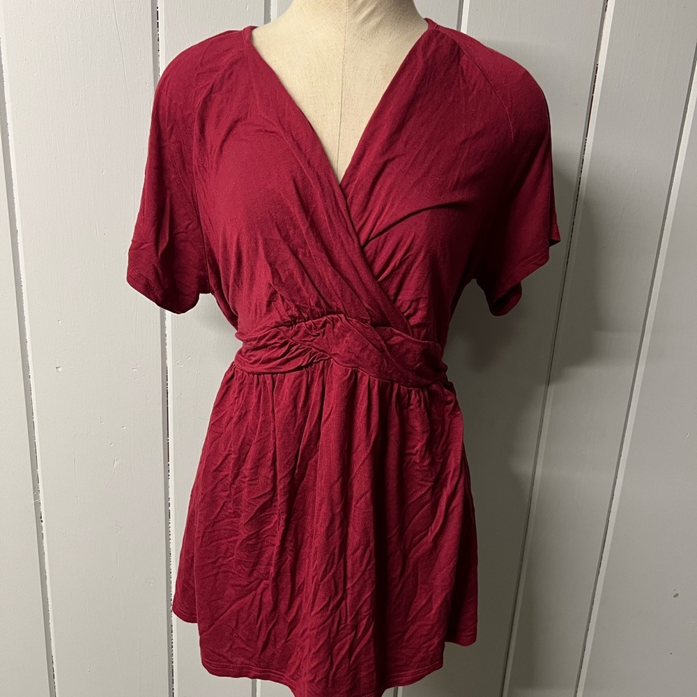 Elegant Red Wrap Top